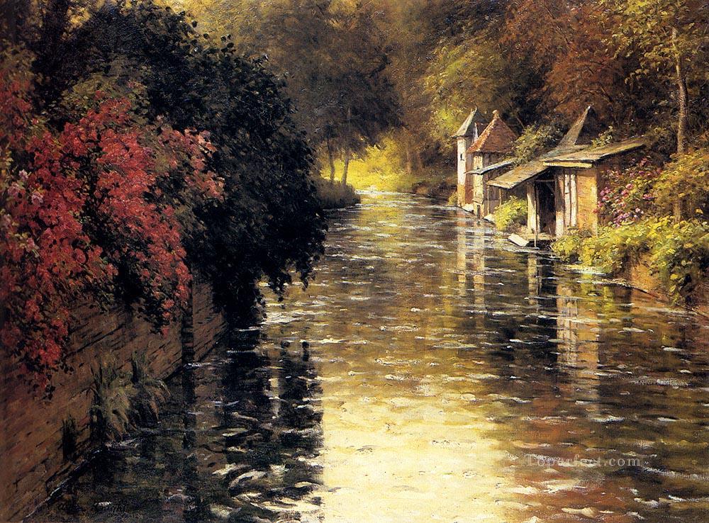 A French River Landscape landscape Louis Aston Knight Oil Paintings